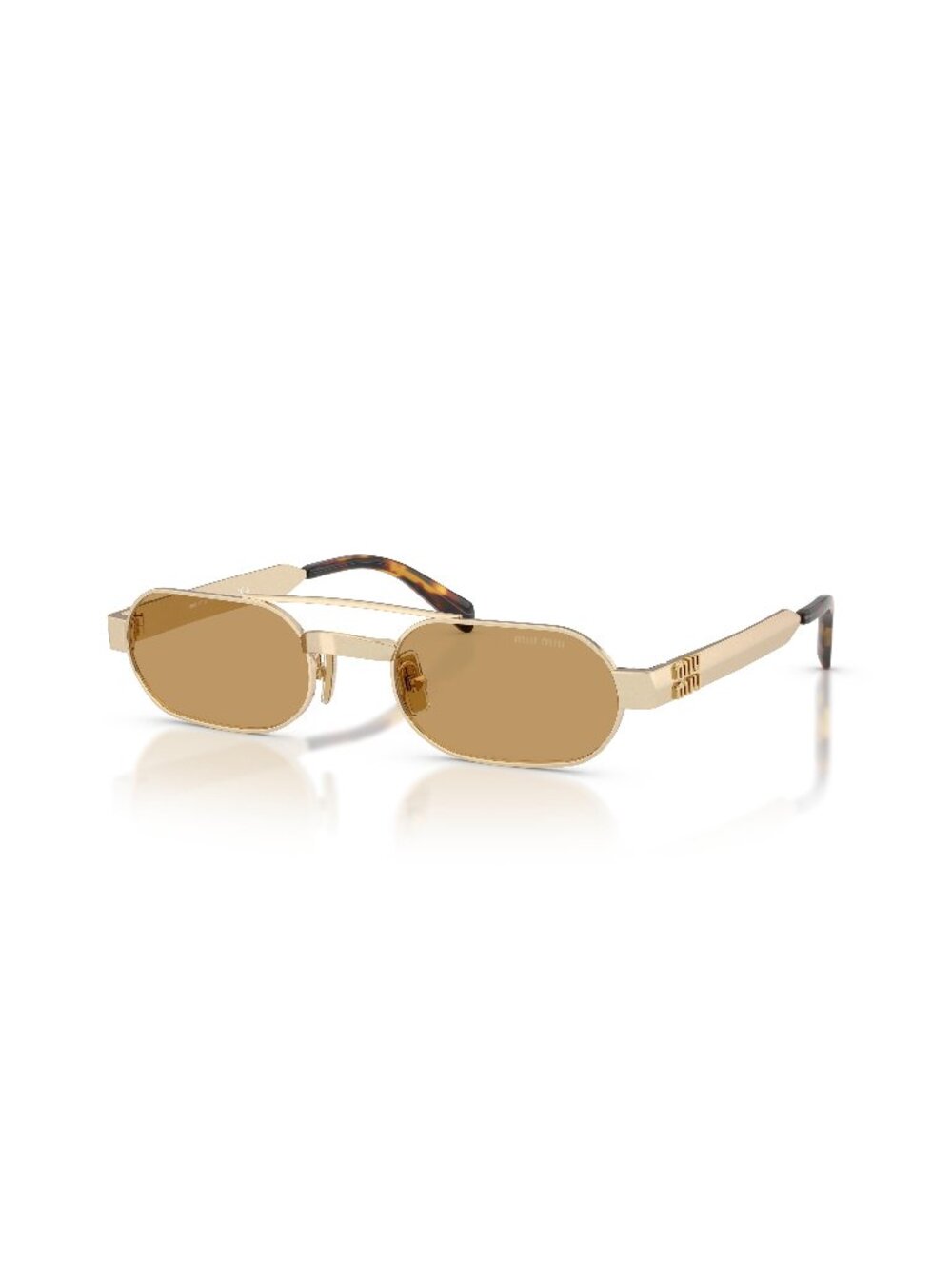 New Miu Miu Women's Sunglasses Gold Brown Lens Metal Frame MU B52S 22M10Y 52
